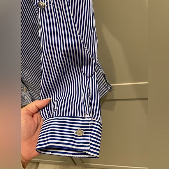 Blue and white striped notations shirt. Size xl. Button down. - Picture 6 of 9